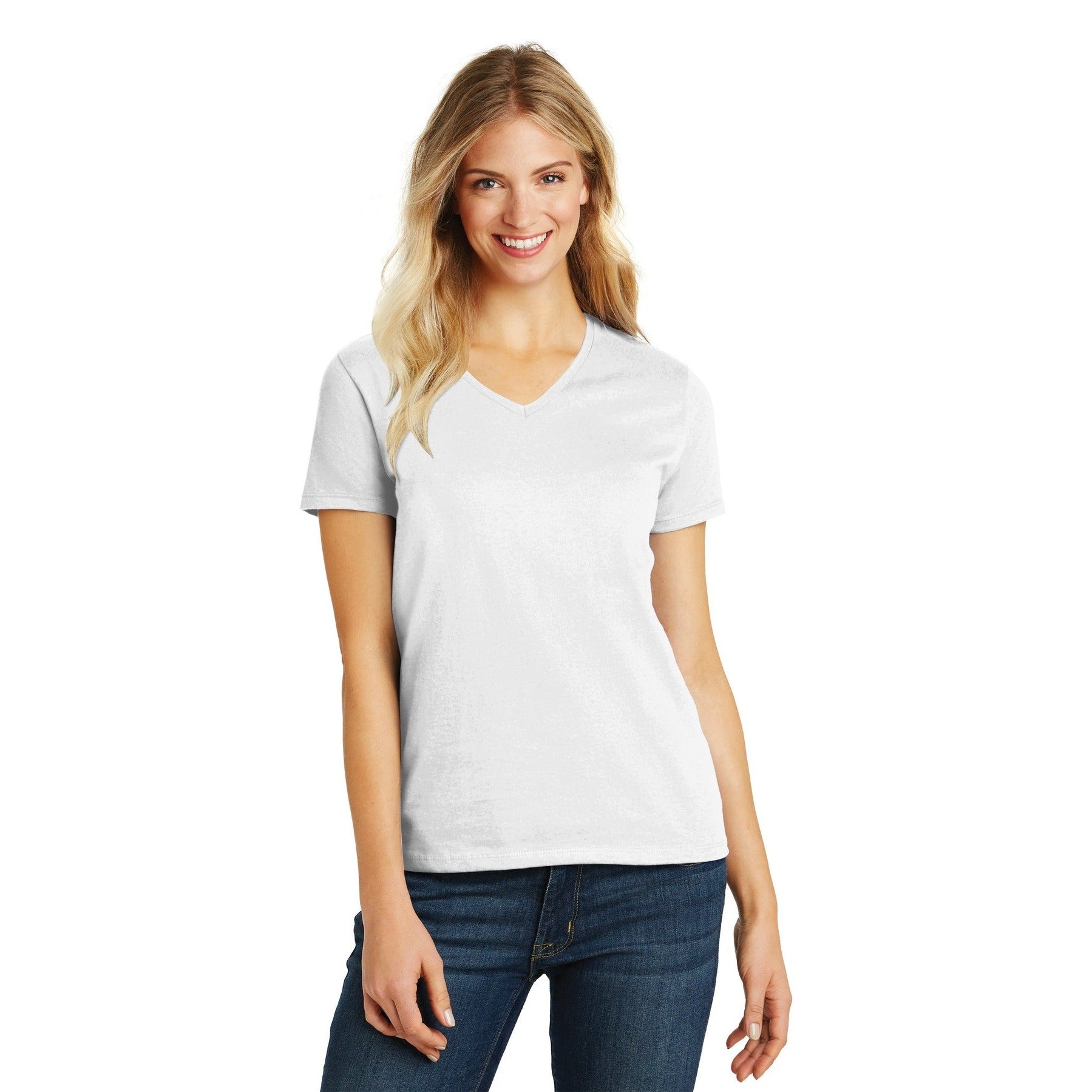 District-District® Women's Perfect Blend® CVC V-Neck Tee. DM1190L-MedTech-21